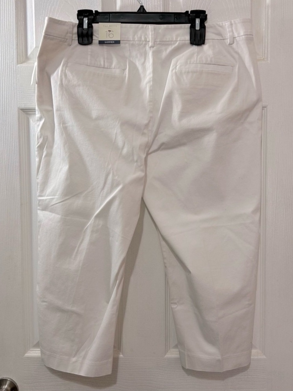Talbots Skimmer Pants Women's Simply Flattering White Size 16 Capri Cropped